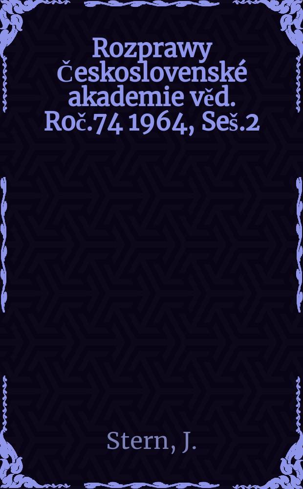 Rozprawy Československé akademie věd. Roč.74 1964, Seš.2 : Použiti maticového počtu a strojů na děrné štítky k pevnostnímu výpočtu polo- anisotropnich trámových roštů stropního typu