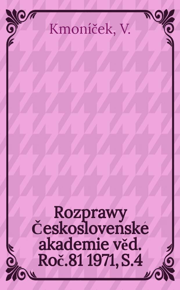 Rozprawy Československé akademie věd. Roč.81 1971, S.4 : The tables of the thermodynamic functions an electrical conductivity of seeded combustion products in the range 1000 to 6000° K, 0.01 to 30b