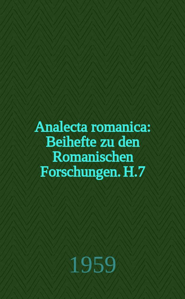 Analecta romanica : Beihefte zu den Romanischen Forschungen. H.7 : Correspondance