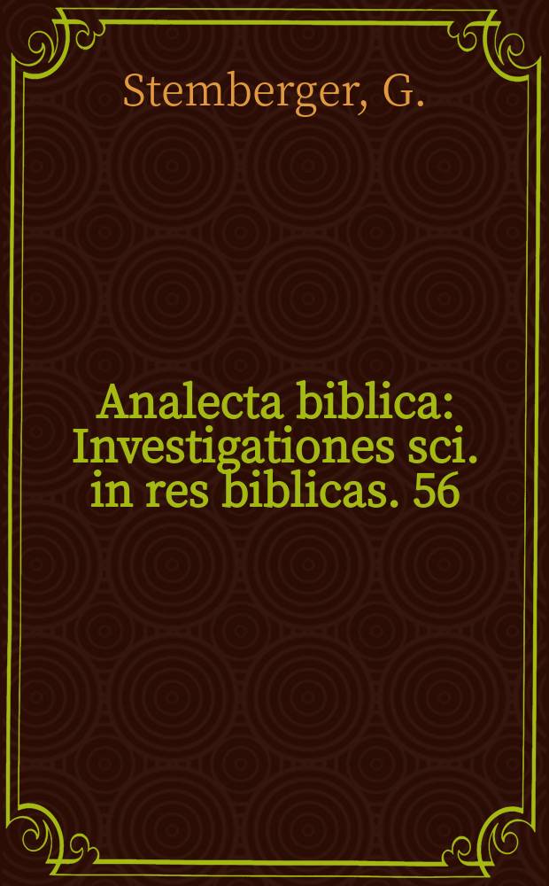 Analecta biblica : Investigationes sci. in res biblicas. 56 : Der Leib der Auferstehung