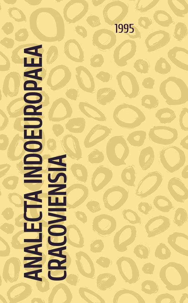 Analecta Indoeuropaea Cracoviensia