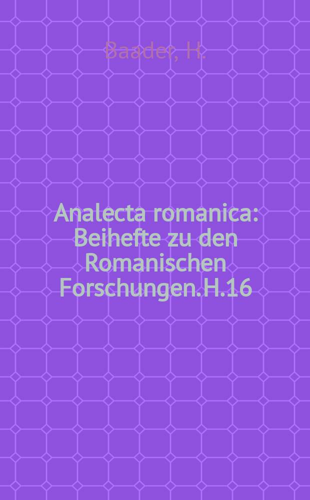 Analecta romanica : Beihefte zu den Romanischen Forschungen. H.16 : Die Lais