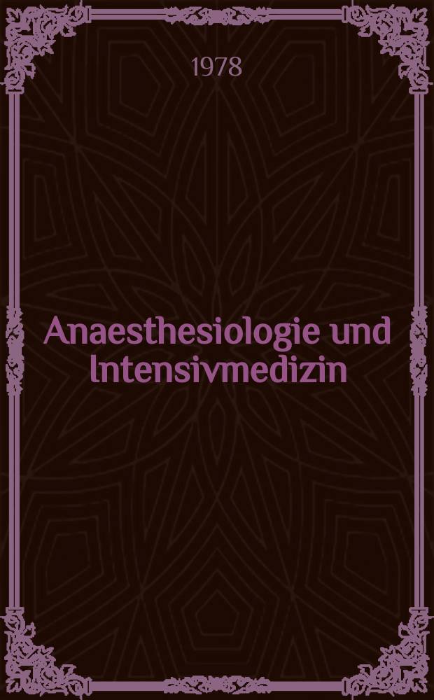 Anaesthesiologie und Intensivmedizin : 20 Jahre Fluothane