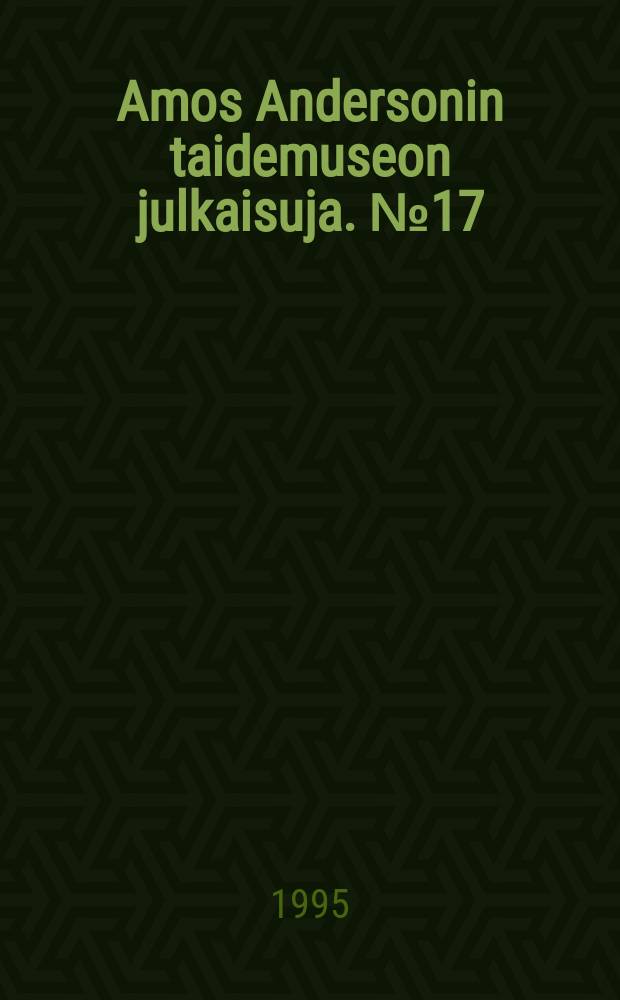 Amos Andersonin taidemuseon julkaisuja. №17 : Pilvi