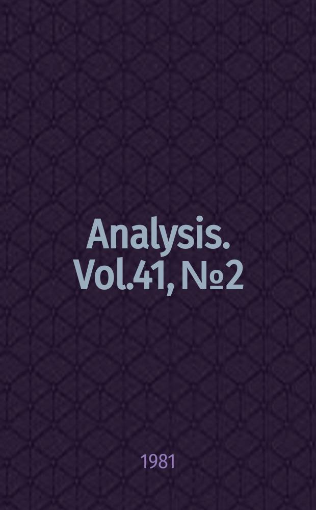Analysis. Vol.41, №2