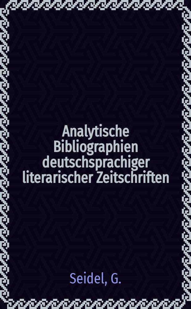 Analytische Bibliographien deutschsprachiger literarischer Zeitschriften : Hrsg. von der Akad. der Künste der Deutschen Demokratischen Republik. Sekt. Literatur und Sprachpflege. 1 : Das "Wort". Moskau 1936-1939