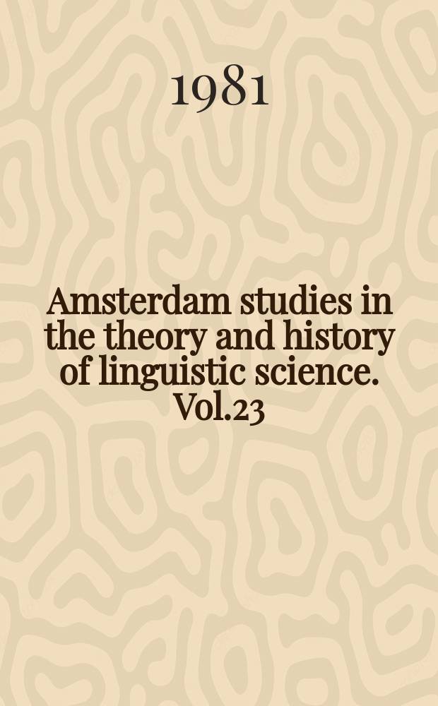 Amsterdam studies in the theory and history of linguistic science. Vol.23 : The syntax of Apollonius Dyscolus