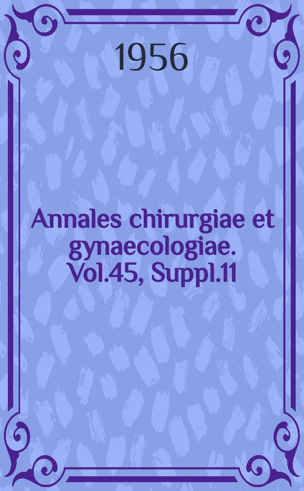 Annales chirurgiae et gynaecologiae. Vol.45, Suppl.11 : Cancer of the breast
