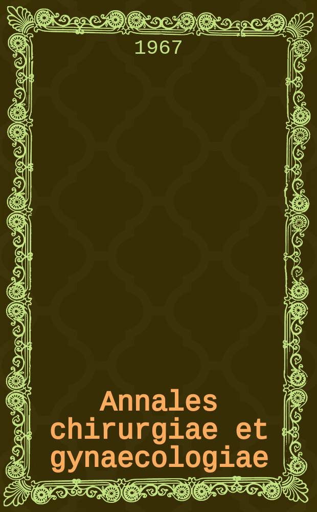 Annales chirurgiae et gynaecologiae : Operative treatment of genital proplase