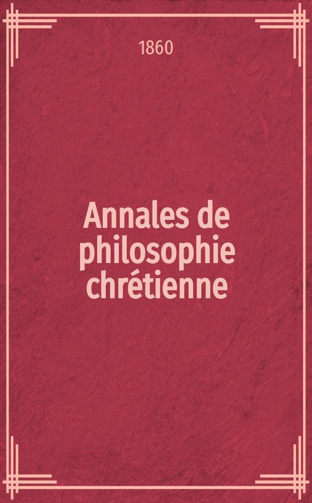 Annales de philosophie chrétienne : Recueil périodique. Année31 1860/1861, T.2(61), №11