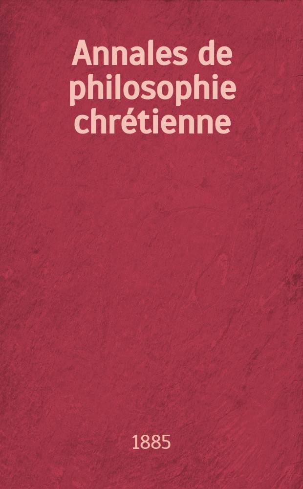 Annales de philosophie chrétienne : Recueil périodique. Année56 1885/1886, T.13[111], №1