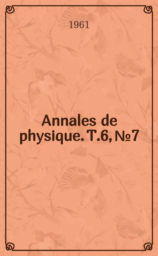 Annales de physique. T.6, №7/8