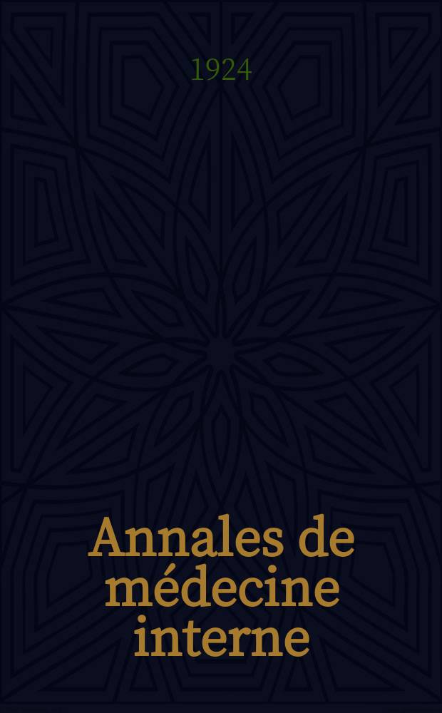 Annales de médecine interne : Bulletins et mémoires de la Soc. médicale des hôpitaux de Paris. Année40 1924, T.48, №23
