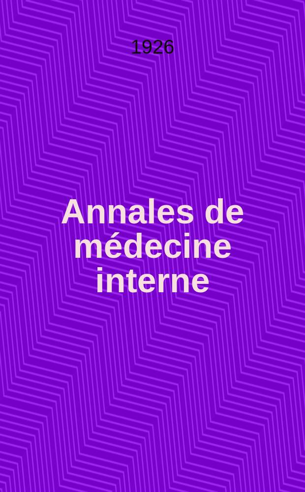 Annales de médecine interne : Bulletins et mémoires de la Soc. médicale des hôpitaux de Paris. Année42 1926, T.50, №26