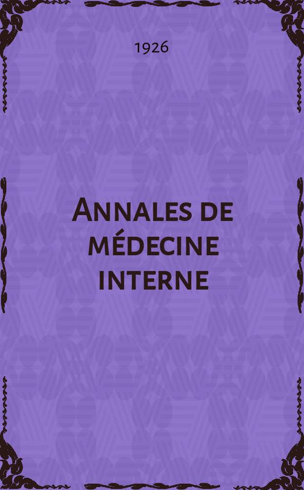 Annales de médecine interne : Bulletins et mémoires de la Soc. médicale des hôpitaux de Paris. Année42 1926, T.50, №33