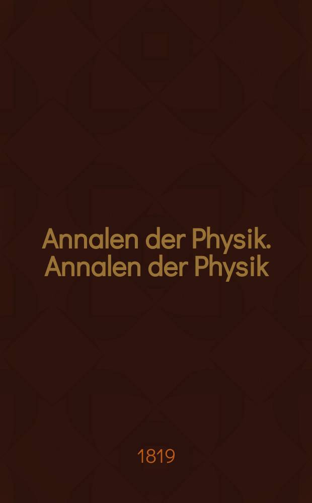 Annalen der Physik. Annalen der Physik
