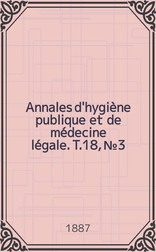 Annales d'hygiène publique et de médecine légale. T.18, №3