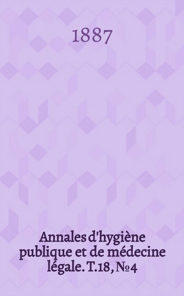 Annales d'hygiène publique et de médecine légale. T.18, №4