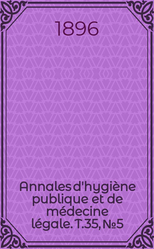 Annales d'hygiène publique et de médecine légale. T.35, №5