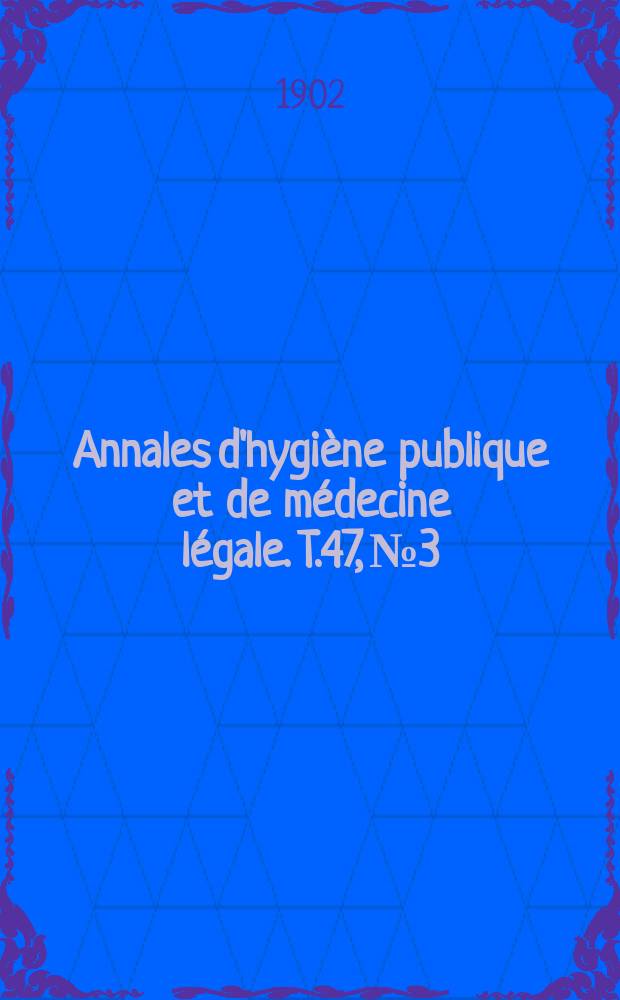 Annales d'hygiène publique et de médecine légale. T.47, №3