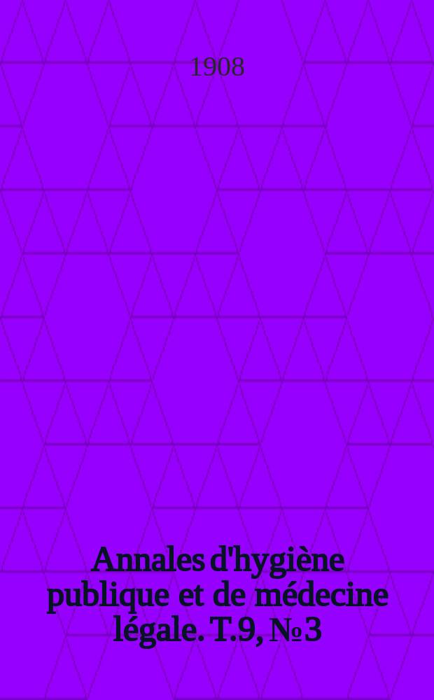 Annales d'hygiène publique et de médecine légale. T.9, №3