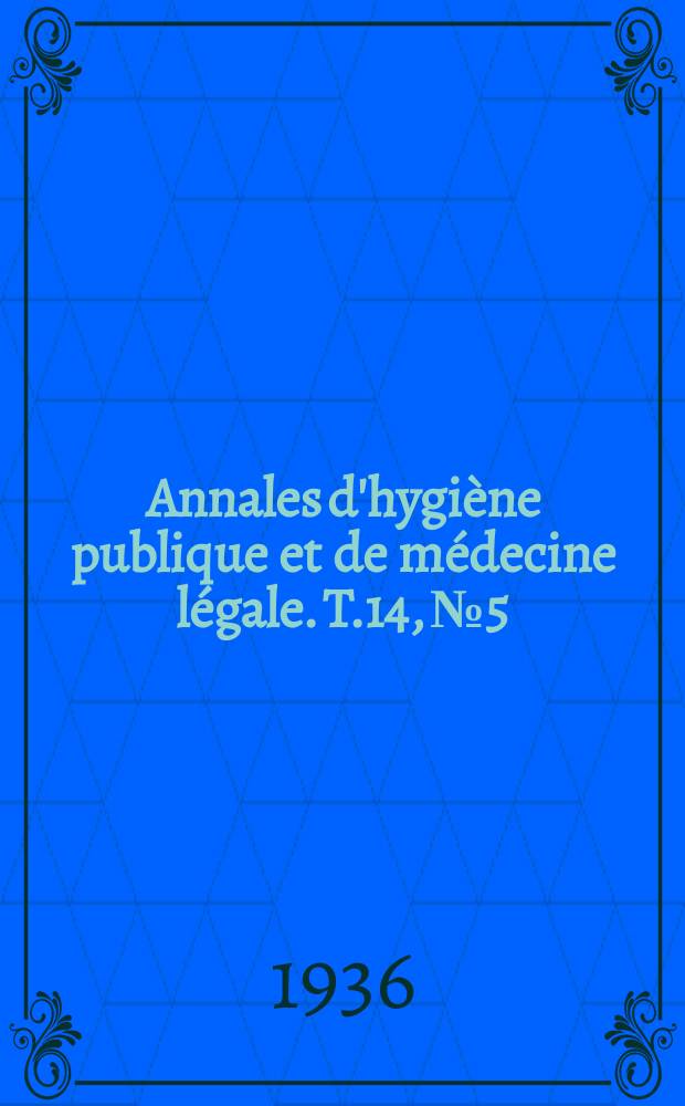 Annales d'hygiène publique et de médecine légale. T.14, №5
