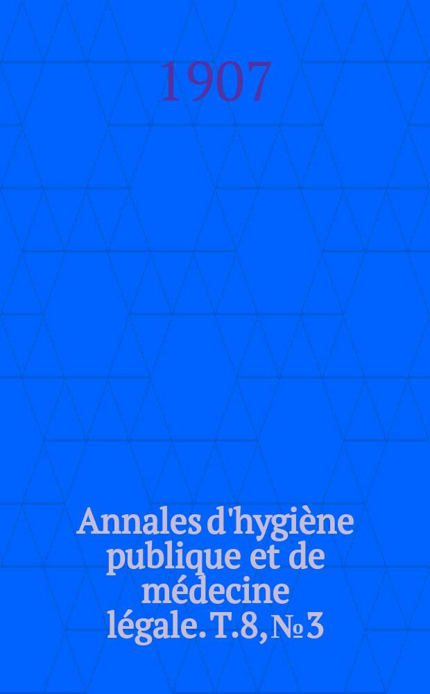 Annales d'hygiène publique et de médecine légale. T.8, №3