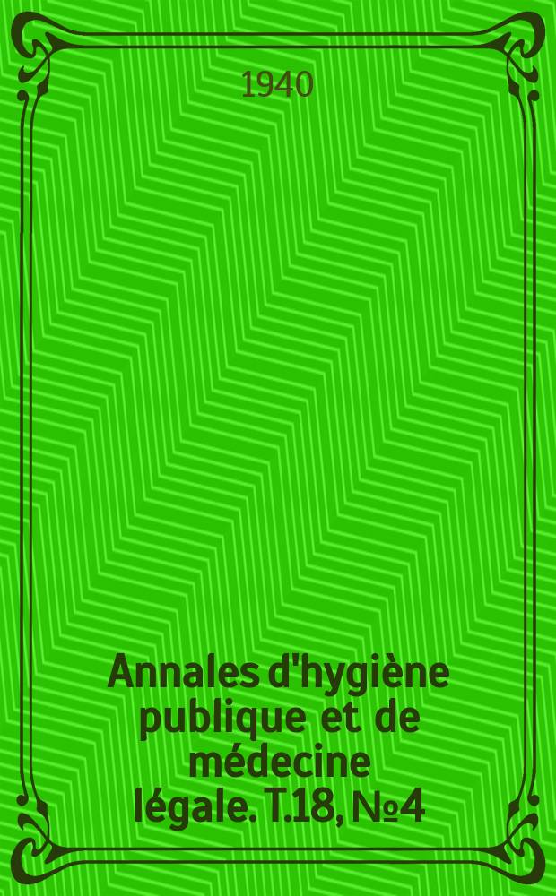 Annales d'hygiène publique et de médecine légale. T.18, №4