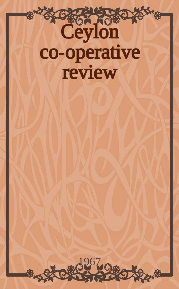 Ceylon co-operative review