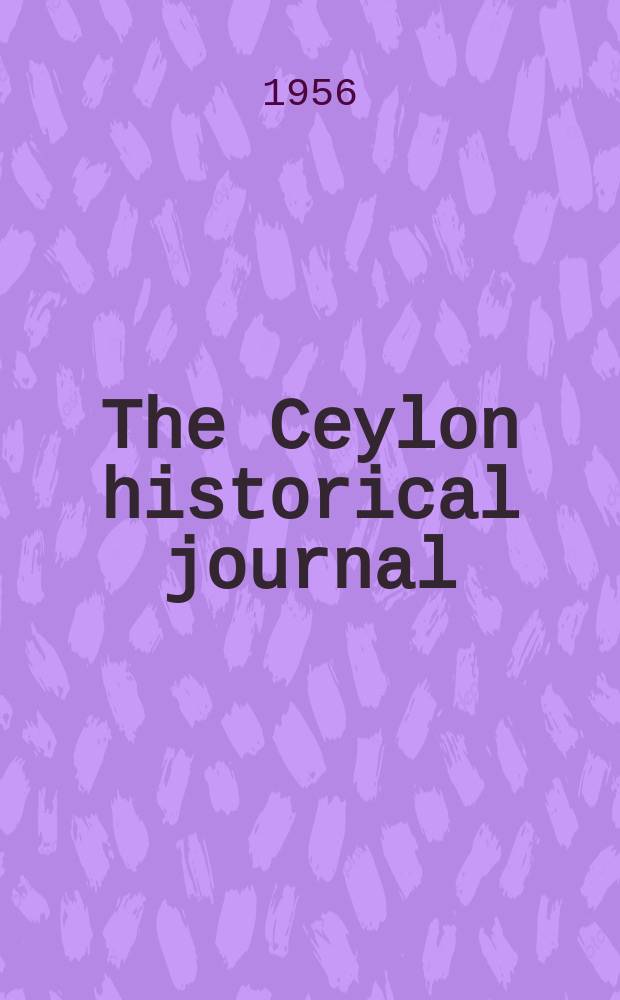 The Ceylon historical journal