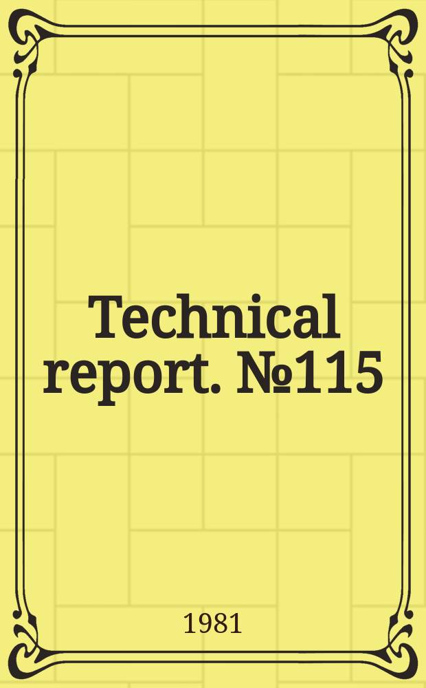 Technical report. №115 : A new optical method in surface studies and investigations
