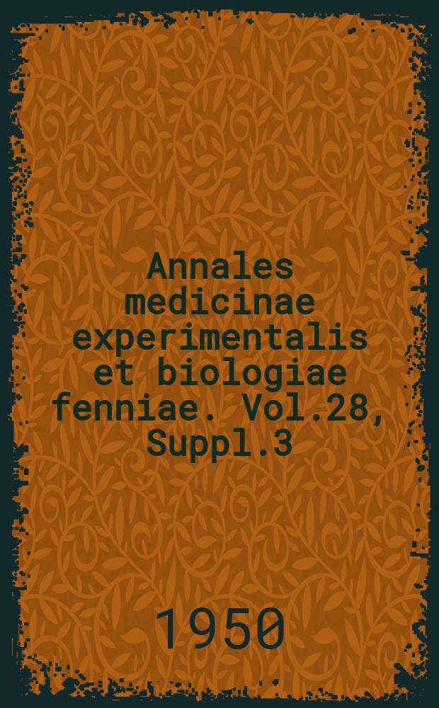 Annales medicinae experimentalis et biologiae fenniae. Vol.28, Suppl.3 : The Effect of methyl- and propylthiouracil on the histology of the thyroid and pituitary and on the bone marrow in rats
