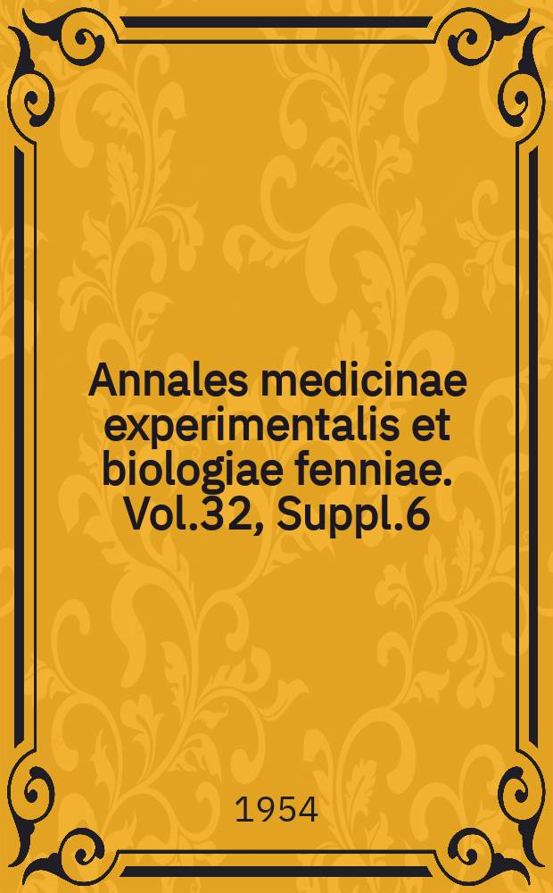 Annales medicinae experimentalis et biologiae fenniae. Vol.32, Suppl.6 : Experimental gastric Histamine Erosions and ulcers