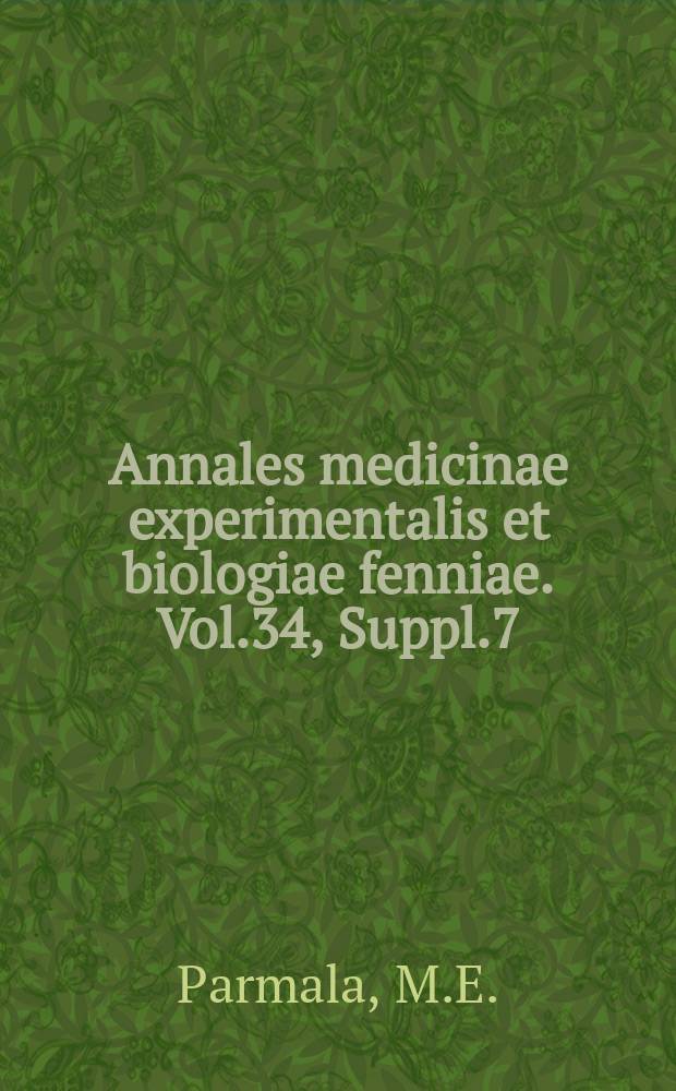 Annales medicinae experimentalis et biologiae fenniae. Vol.34, Suppl.7 : Studies in antibiosis between the genera Escherichia and Micrococcus