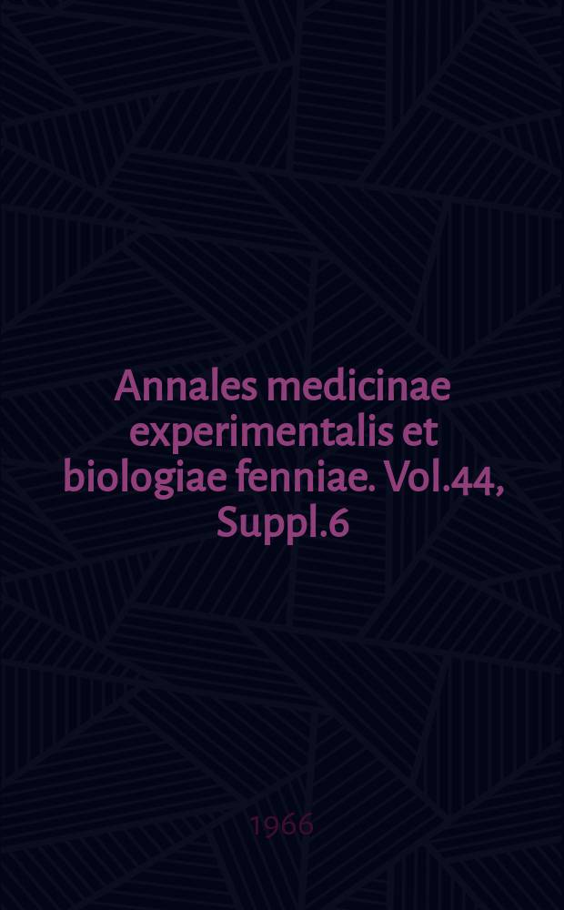 Annales medicinae experimentalis et biologiae fenniae. Vol.44, Suppl.6 : Studies in epidemiology of bovine tick-borne fever in Finland