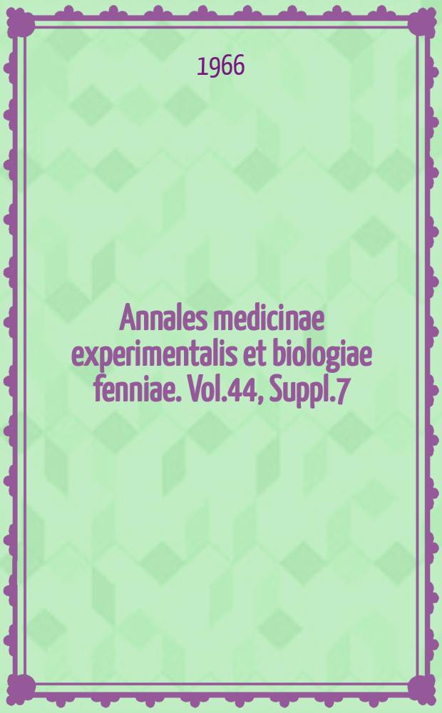 Annales medicinae experimentalis et biologiae fenniae. Vol.44, Suppl.7 : Antistaphylolysin (ASta) Level of the blood in relation to barrier function of the skin