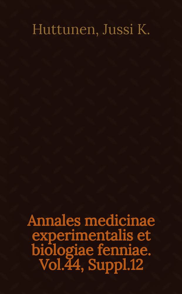 Annales medicinae experimentalis et biologiae fenniae. Vol.44, Suppl.12 : Neuraminic acid-containing Oligosaccharides of human urine