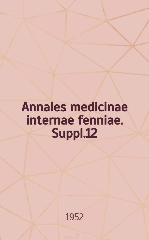 Annales medicinae internae fenniae. Suppl.12 : Acrodermatitis atrophicans (Herxheimer)
