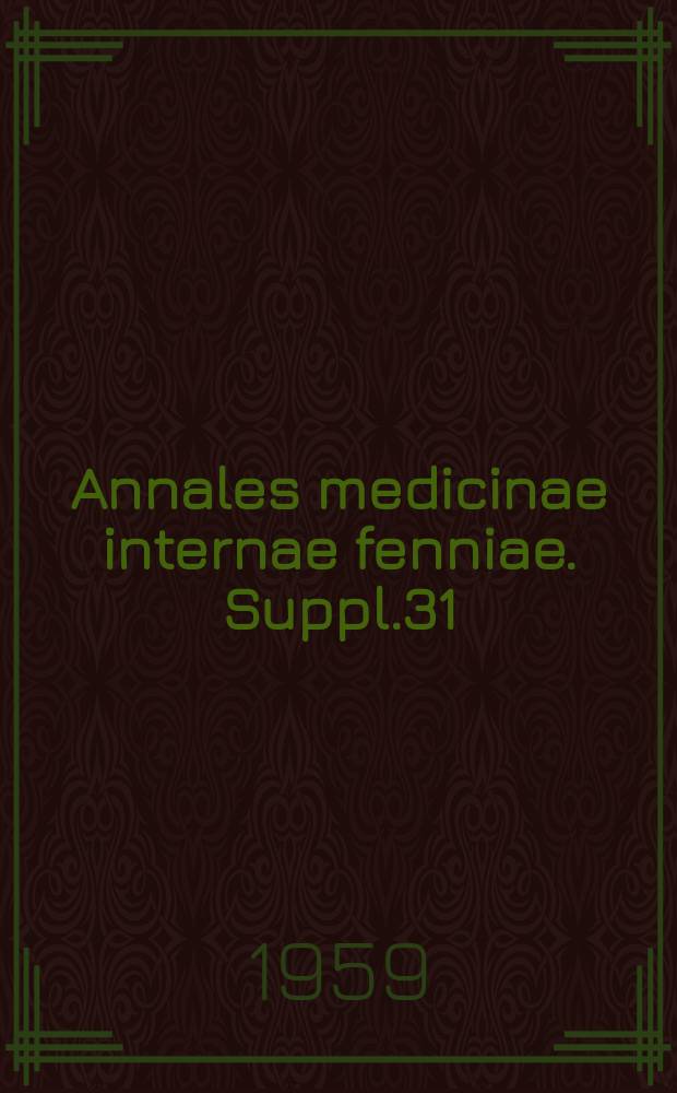 Annales medicinae internae fenniae. Suppl.31 : Postprandial Serum Turbidity in chronic carbon disulphide poisoning
