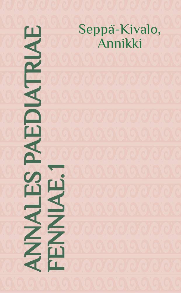 Annales paediatriae fenniae. 1 : On seasonal variation in the galvanic excitability of infants in Finland