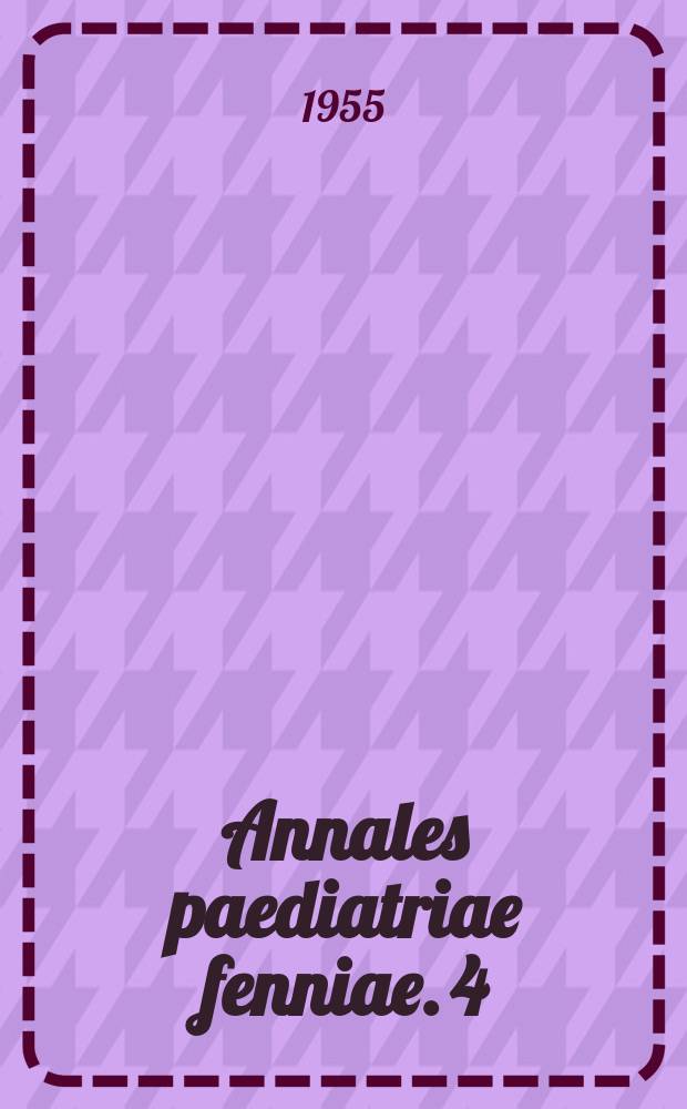 Annales paediatriae fenniae. 4 : A comparative Investigation of the concentration of certain electrolytes in maternal and cord blood