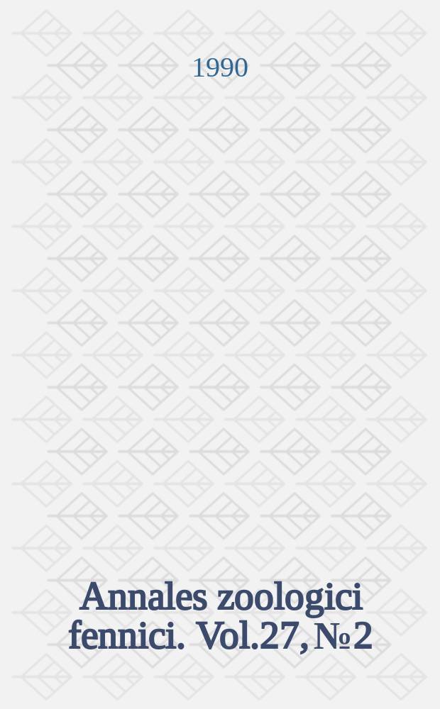 Annales zoologici fennici. Vol.27, №2 : Behaviour of fish