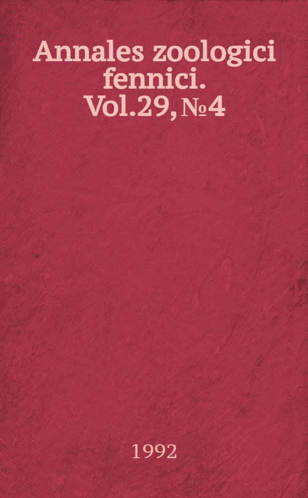 Annales zoologici fennici. Vol.29, №4 : Predation risk and behavioural adaptations of prey