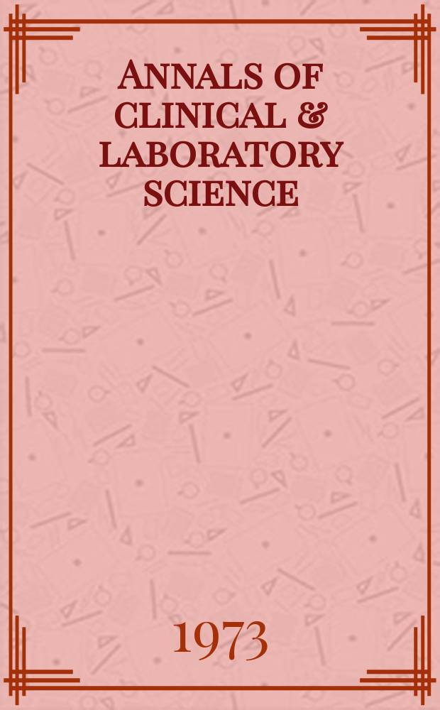Annals of clinical & laboratory science : Offic. journal of the Assoc. of clinical scientists. Publ. by the Inst. for clinical science