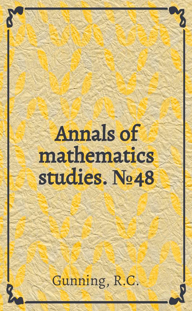 Annals of mathematics studies. №48 : Lectures on modular forms