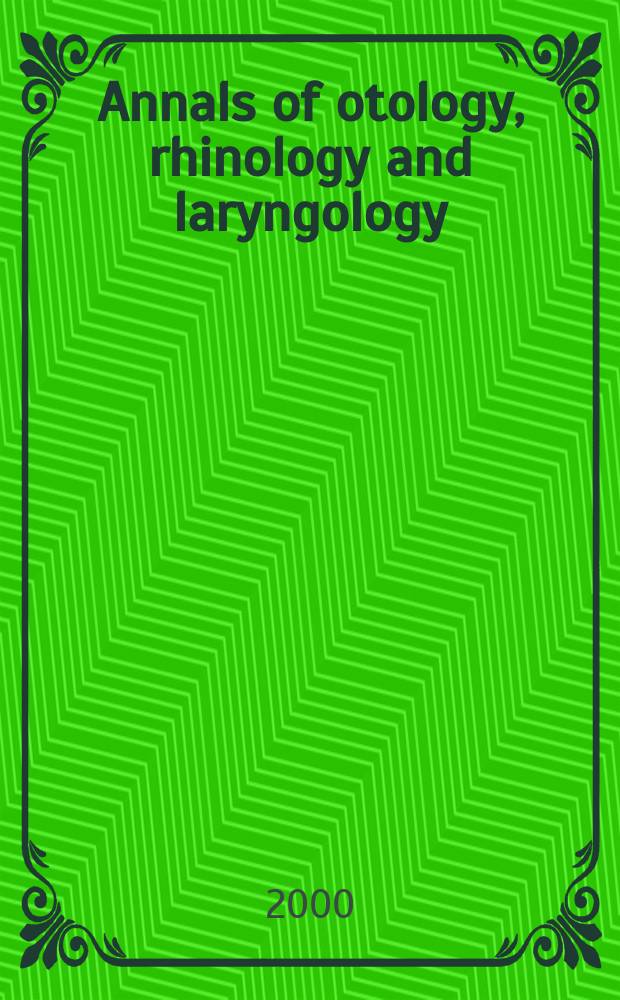 Annals of otology, rhinology and laryngology : Founded by James Pleasant Parker. Vol.109, №1 : John J. Conley, M.D. (1912-1999) memorial issue