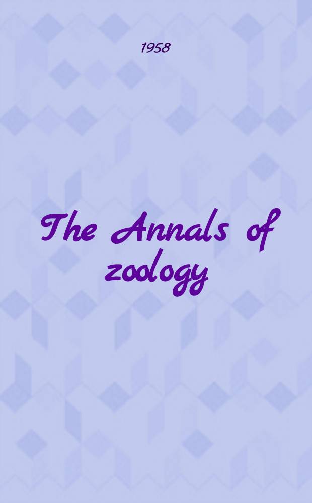 The Annals of zoology : Publ. by the Academy of zoology. Vol.3, №1 : The embryon cuticle of Locustana pardalina (Walker)