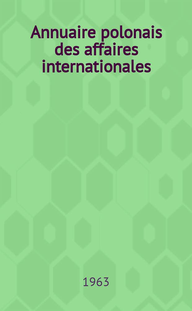 Annuaire polonais des affaires internationales