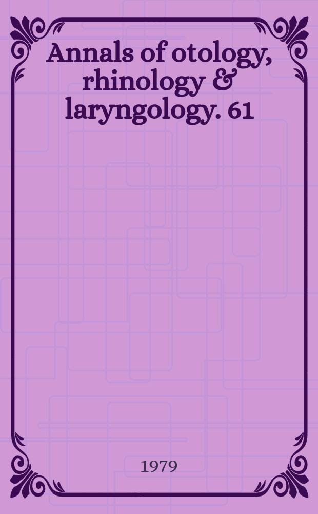 Annals of otology, rhinology & laryngology. 61 : Exostoses of the external auditory canal