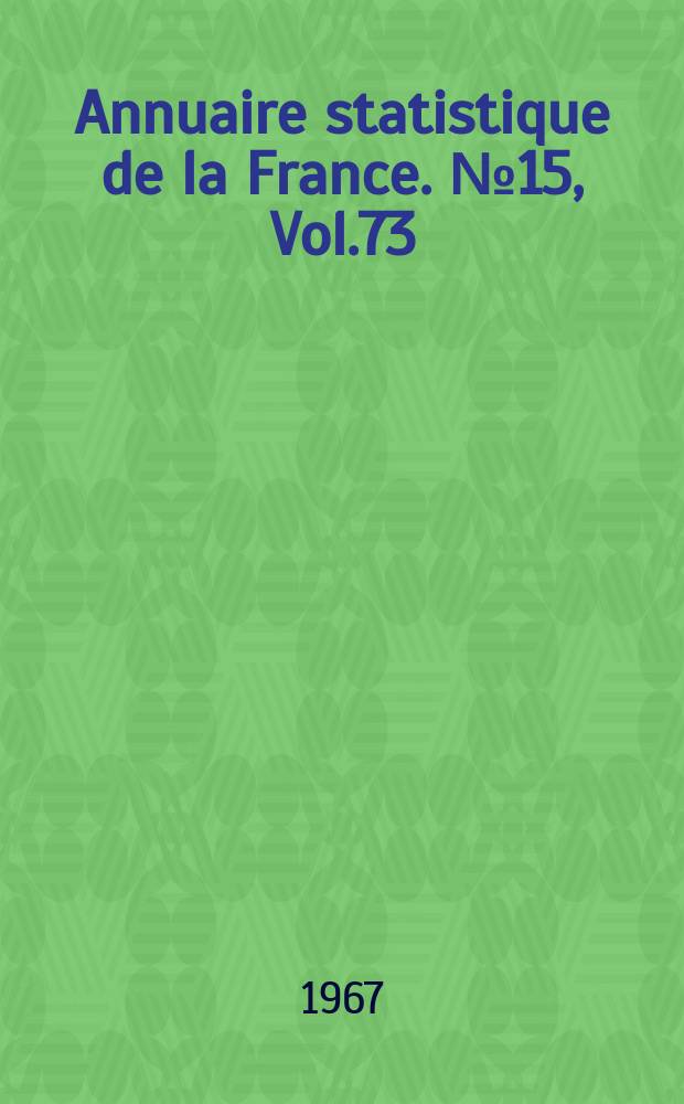 Annuaire statistique de la France. №15, [Vol.73]